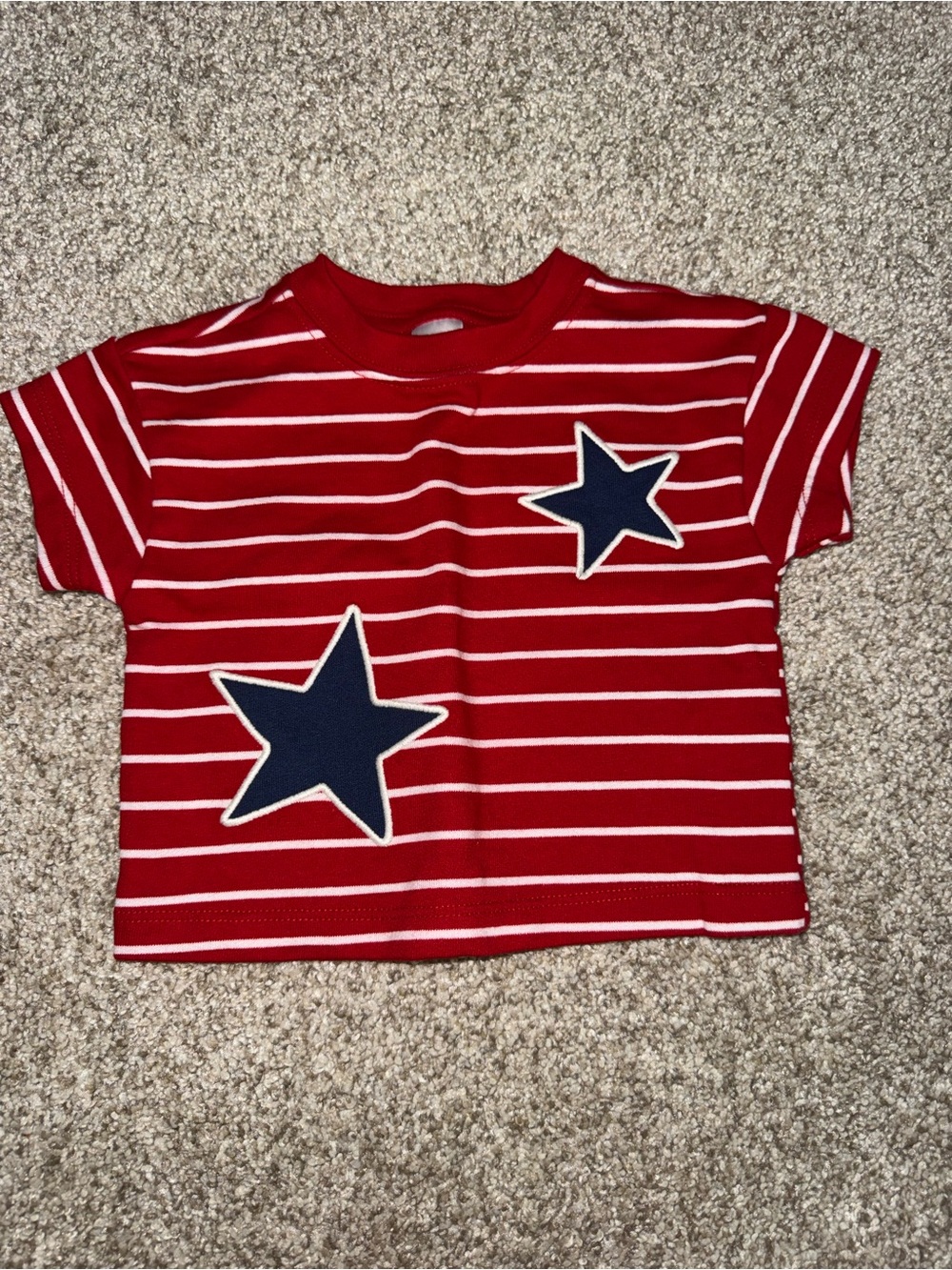 0-3 Month Red Striped Star Tee